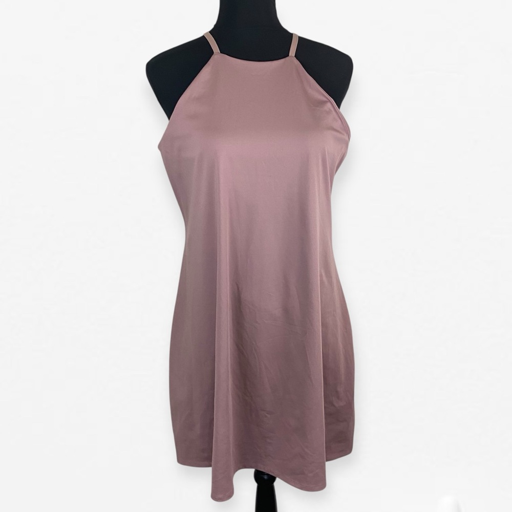 Madewell MWL Elegant Mauve Romper Aline Cris Cros back Dress with shorts XL
